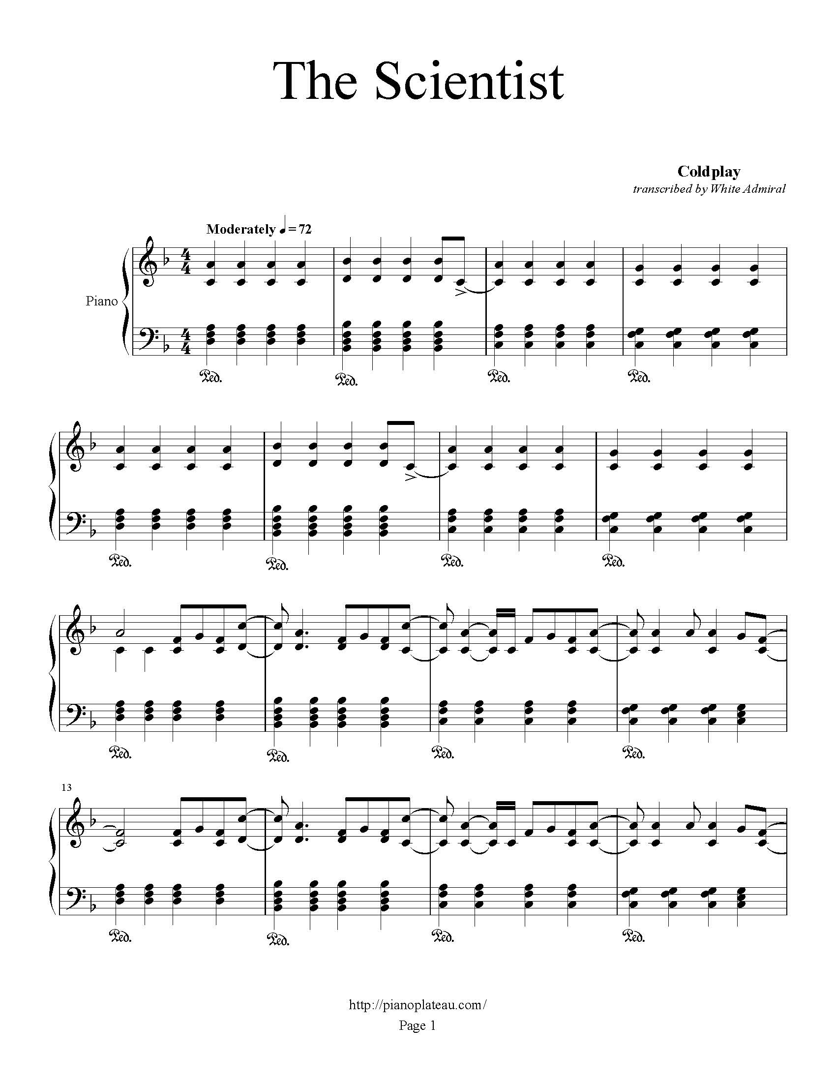 Coldplay The Scientist Piano Sheet Music Pdf - Epic Sheet Music